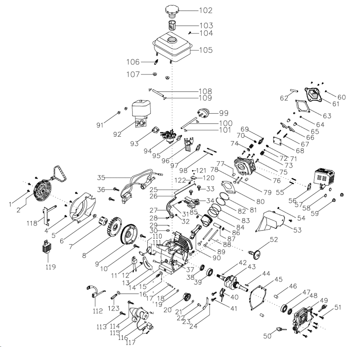 ЗУБР 66 см, бензиновый снегоуборщик (СМБ-7-66) - посмотреть вариант разборной схемы